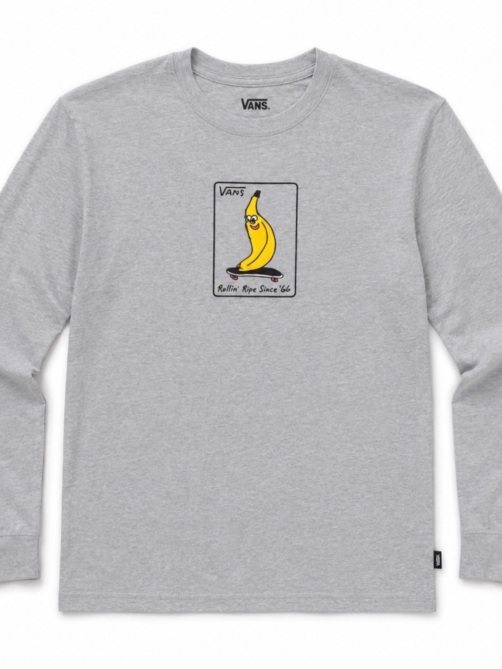 Vans Grey Men’s Long-Sleeve Tee with Yellow Banana Graphic